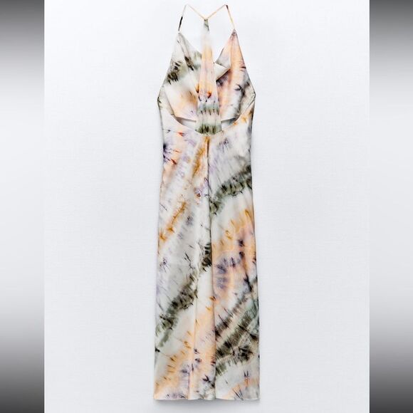 ZARA TIE DYE PRINT MIDI DRESS - Picture 6 of 9